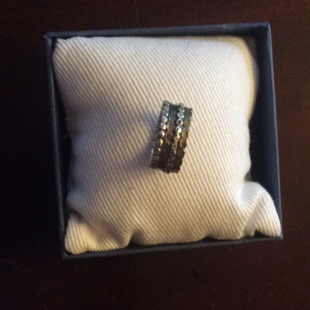 Silpada silver and brass stacked ring size 8